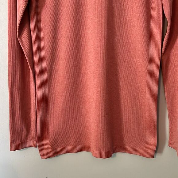 Lululemon Yin Vibes Ribbed Long Sleeve Turtleneck Top in Copper Clay Size 10 - Picture 4 of 12